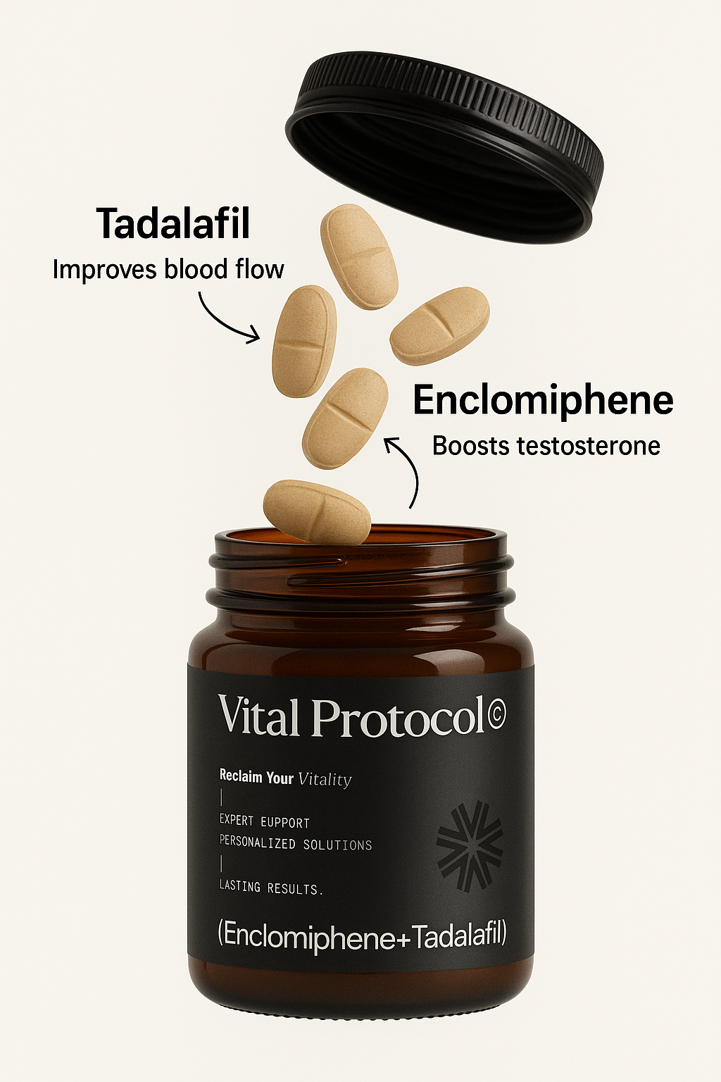 Vital Protocol bottle with pills exploding out
